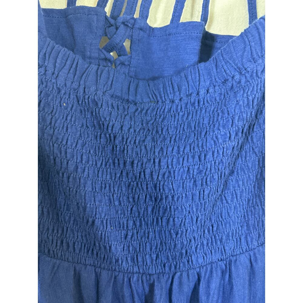 City Chic Maxi Dress XL 22 Navy Blue Smocked Strap Faux Wrap Flowy Jersey Cotton - Picture 7 of 10